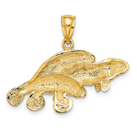 14K 2-D /Polished Three Manatees Charm-K7929