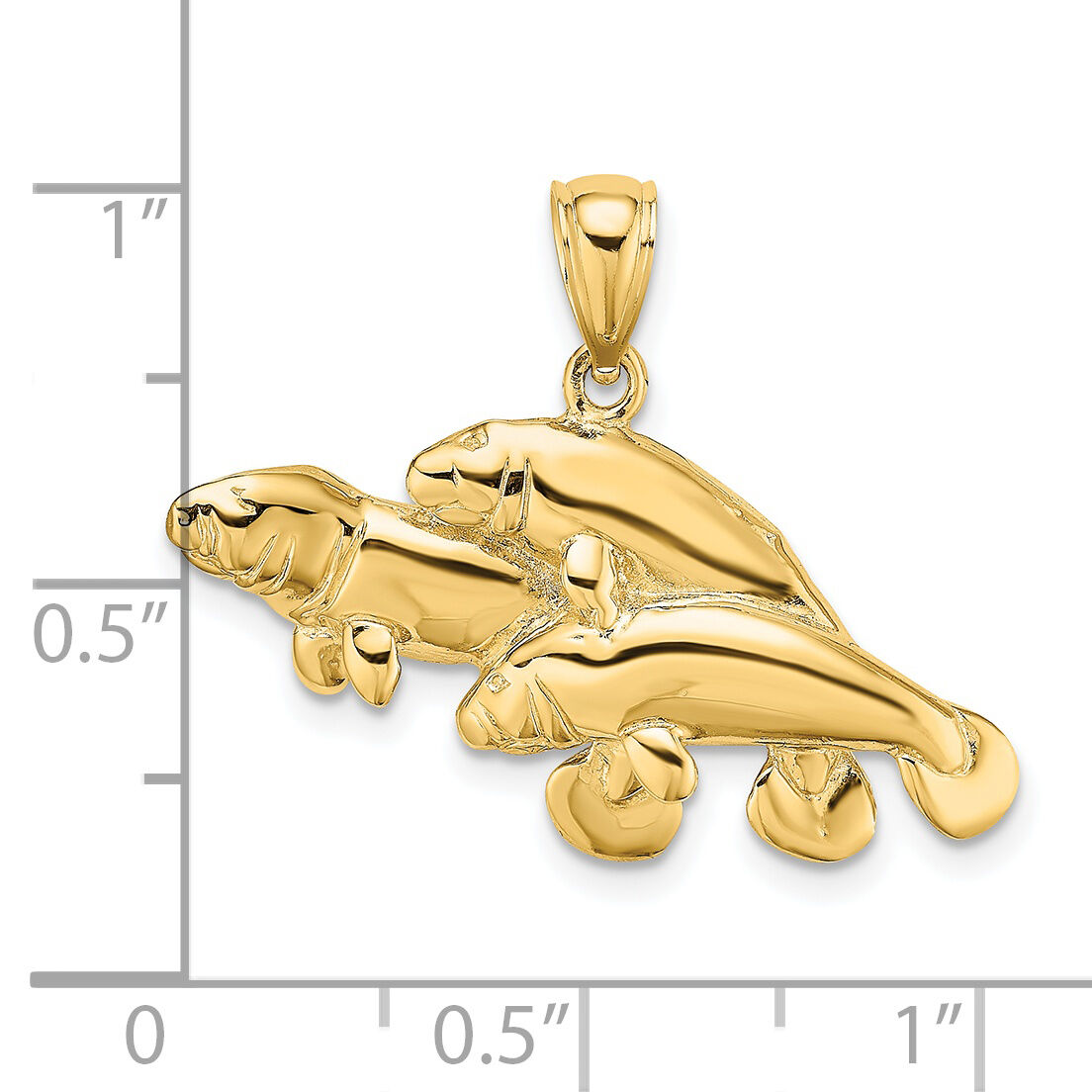 14K 2-D /Polished Three Manatees Charm-K7929