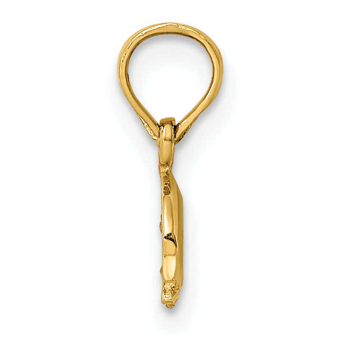 14K 2-D Mini Double Dolphins Swimming Charm-K7930