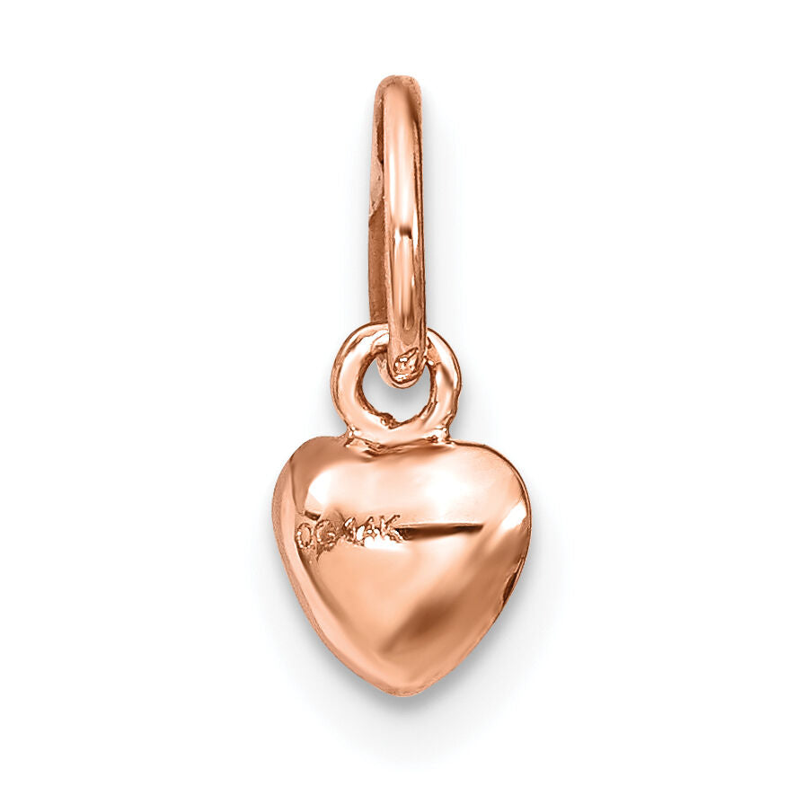 14K Rose Polished 3-D Puffed Heart Charm-K794