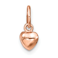 14K Rose Polished 3-D Puffed Heart Charm-K794