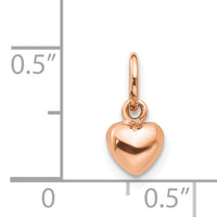 14K Rose Polished 3-D Puffed Heart Charm-K794