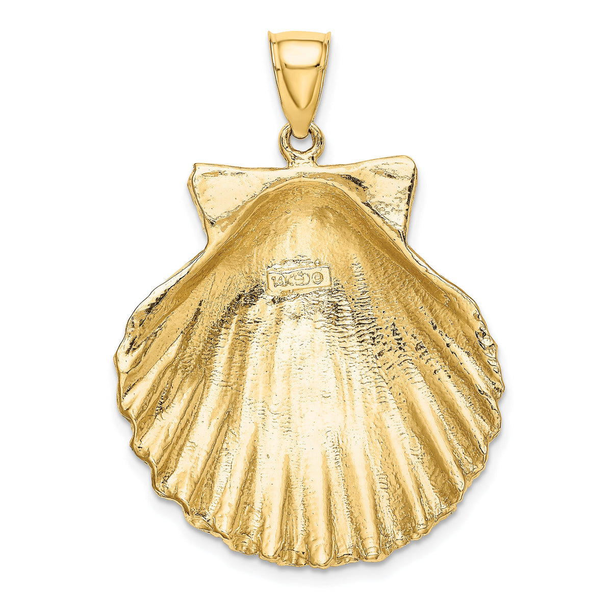 14K Textured Scallop Shell Charm-K7942