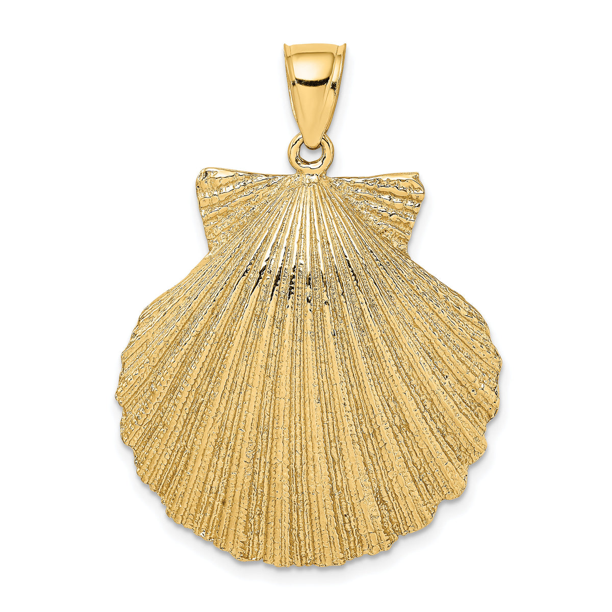 14K Textured Scallop Shell Charm-K7942
