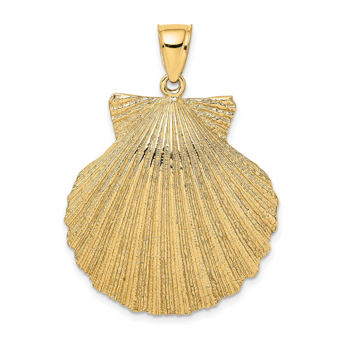14K Textured Scallop Shell Charm-K7942