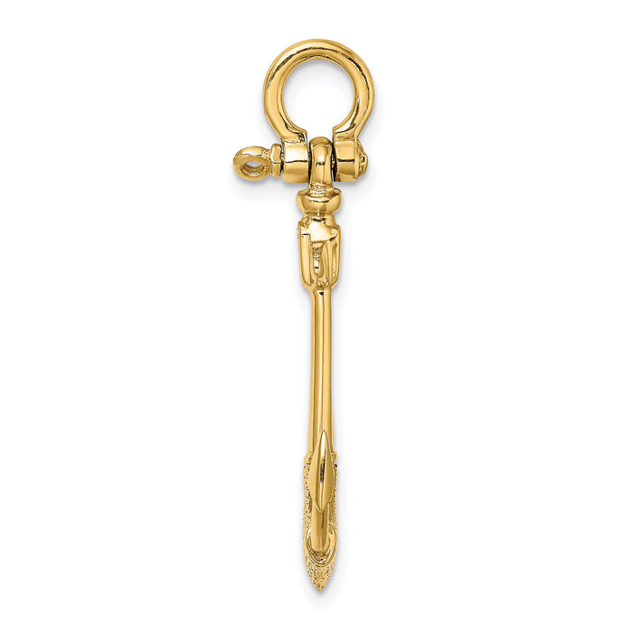 14K 3-D Textured Anchor Charm-K7946