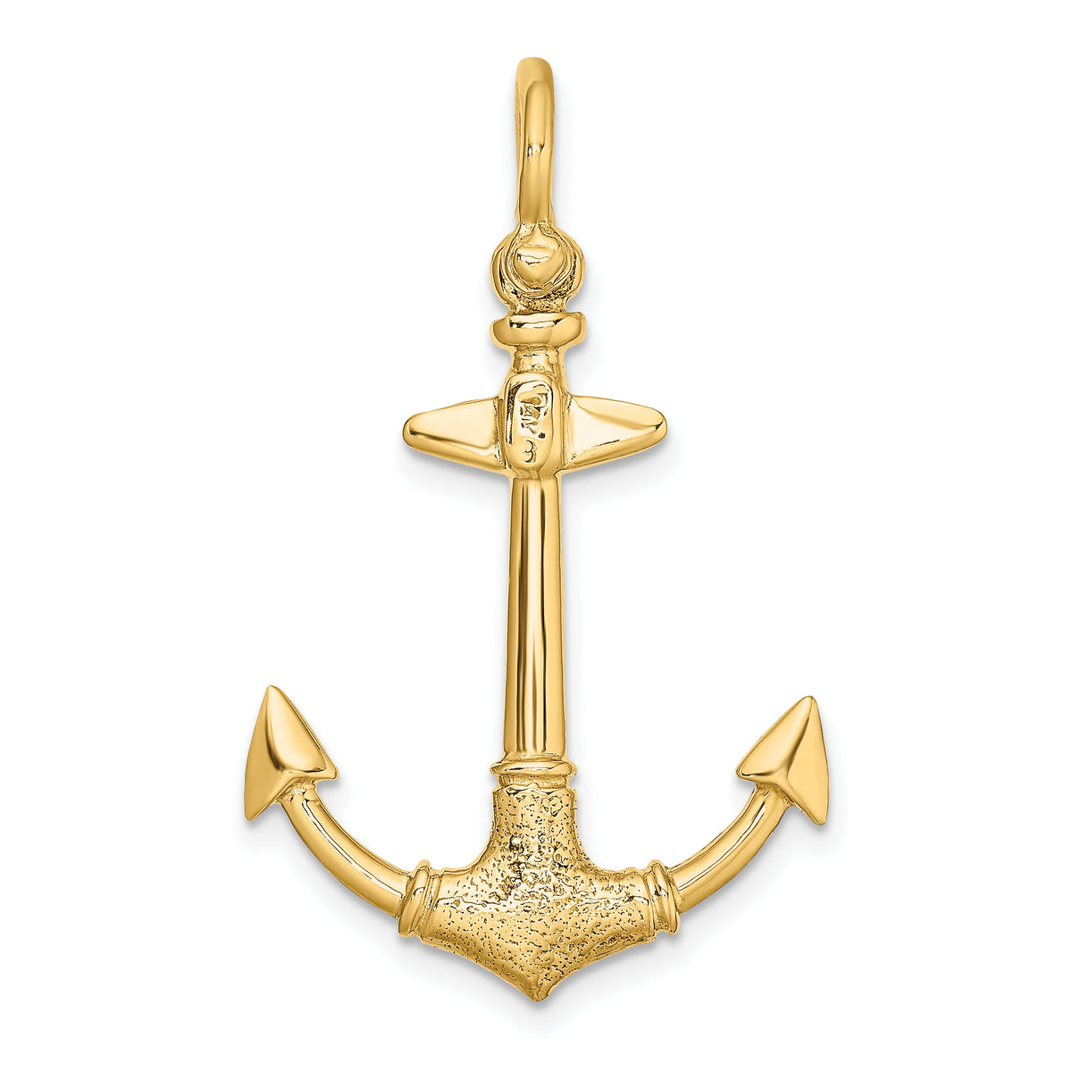 14K 3-D Textured Anchor Charm-K7946