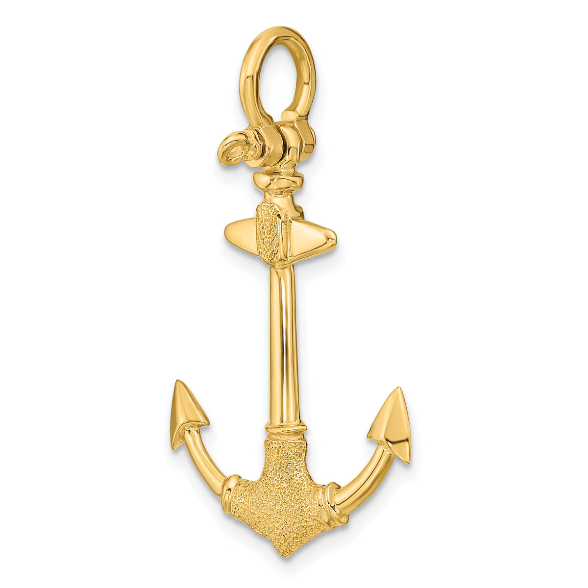 14K 3-D Textured Anchor Charm-K7946