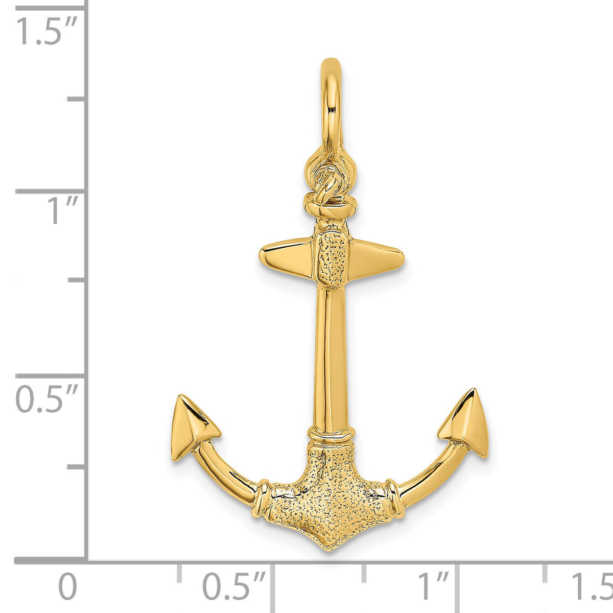 14K 3-D Textured Anchor Charm-K7946