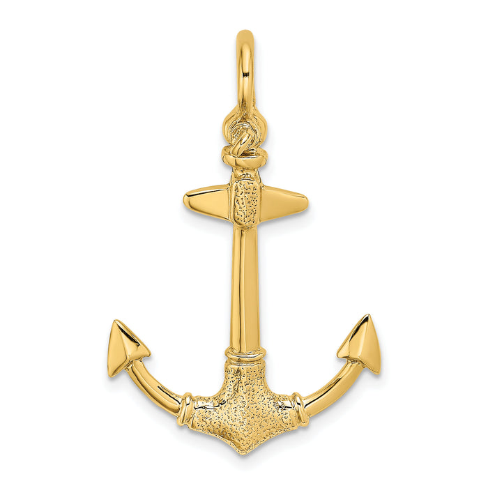 14K 3-D Textured Anchor Charm-K7946