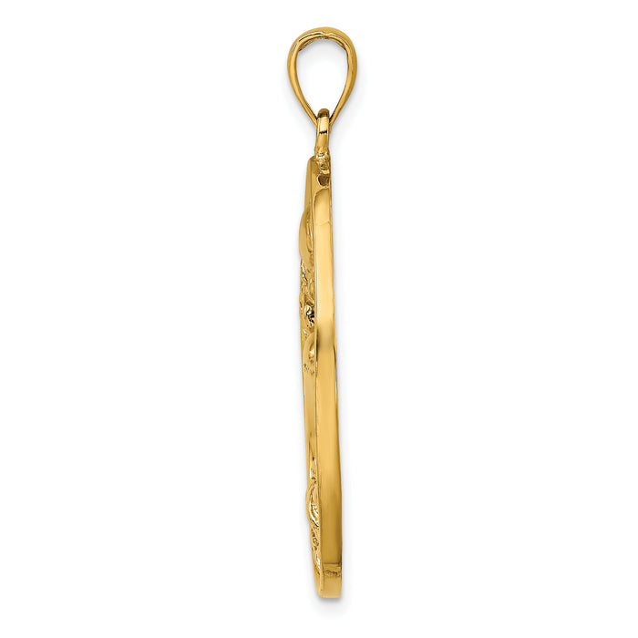 14K Dolphin Jumping in Ocean Scene Charm-K7949