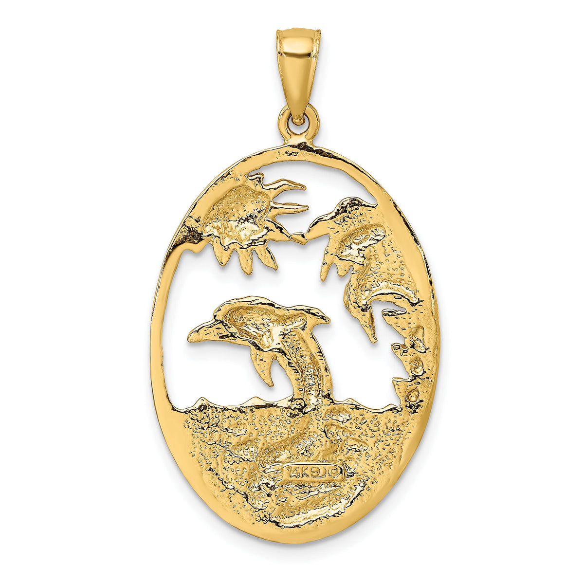 14K Dolphin Jumping in Ocean Scene Charm-K7949