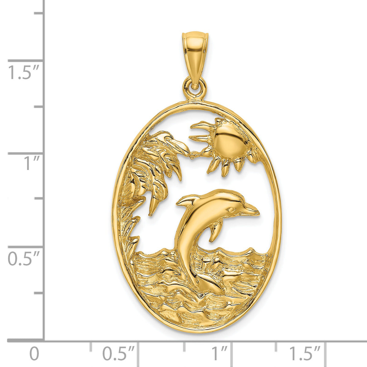 14K Dolphin Jumping in Ocean Scene Charm-K7949