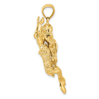 14K 3-D Textured Large Mermaid Charm-K7950
