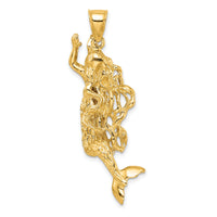 14K 3-D Textured Large Mermaid Charm-K7950