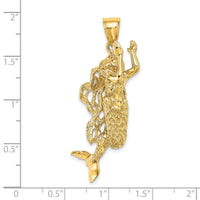 14K 3-D Textured Large Mermaid Charm-K7950