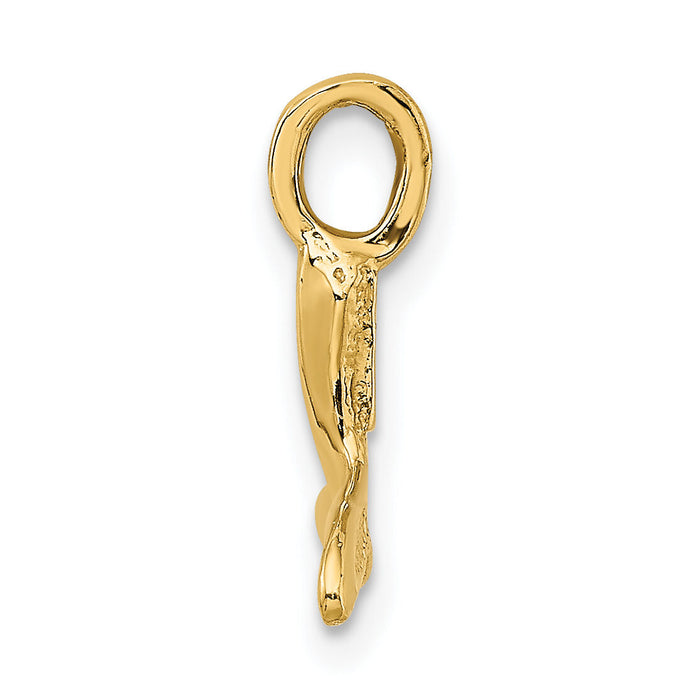 14K Polished Mini Whale Tail Charm-K7952