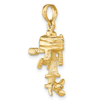 14K 3-D Moveable Boat Engine Charm-K7953