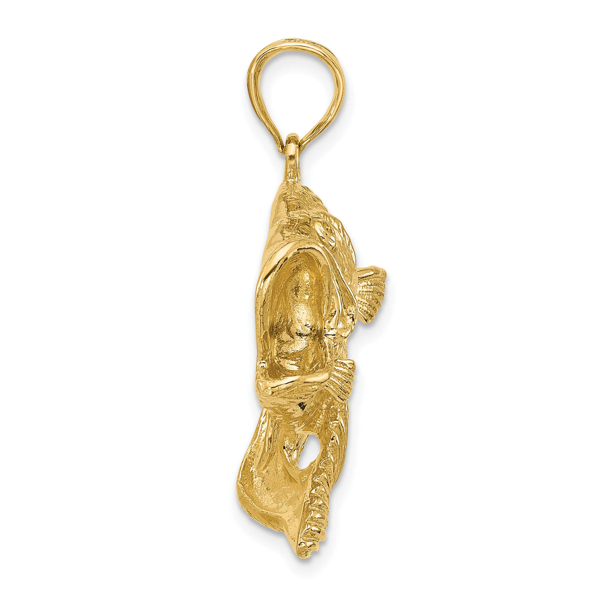 14K 2-D Bass Fish Jumping Charm-K7956