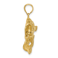 14K 2-D Bass Fish Jumping Charm-K7956