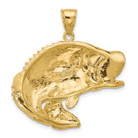 14K 2-D Bass Fish Jumping Charm-K7956