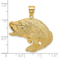 14K 2-D Bass Fish Jumping Charm-K7956
