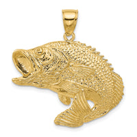 14K 2-D Bass Fish Jumping Charm-K7956
