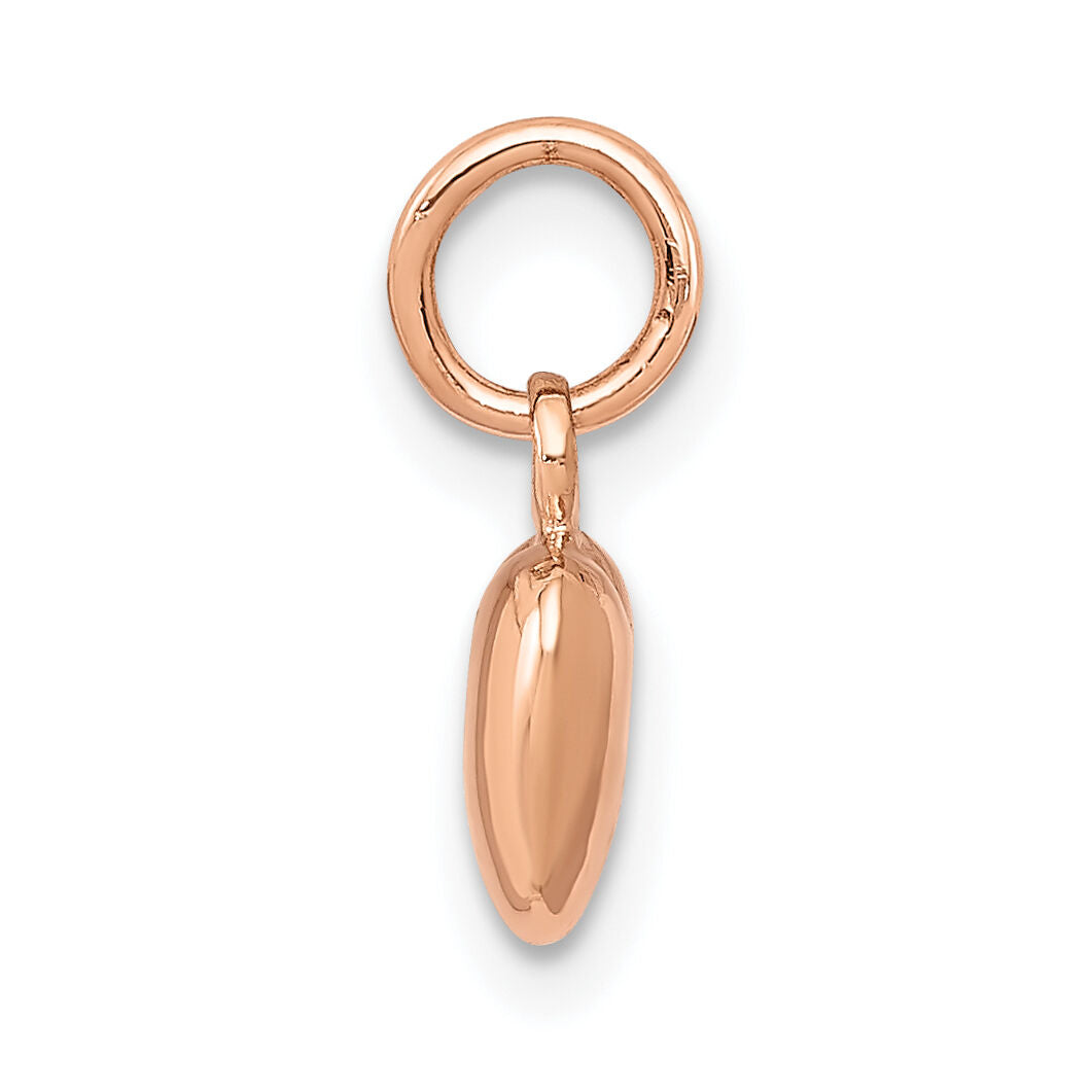 14K Rose Polished 3-D Puffed Heart Charm-K796