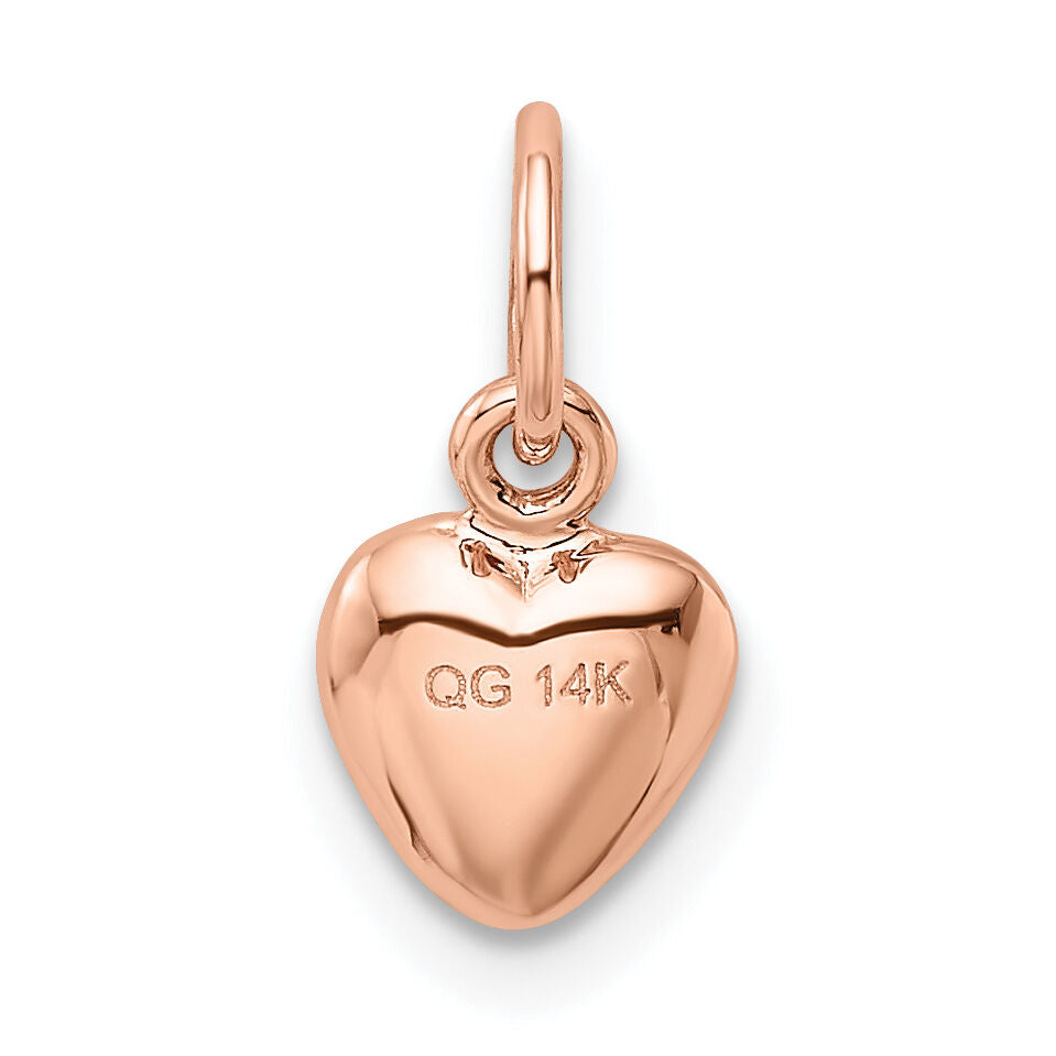 14K Rose Polished 3-D Puffed Heart Charm-K796