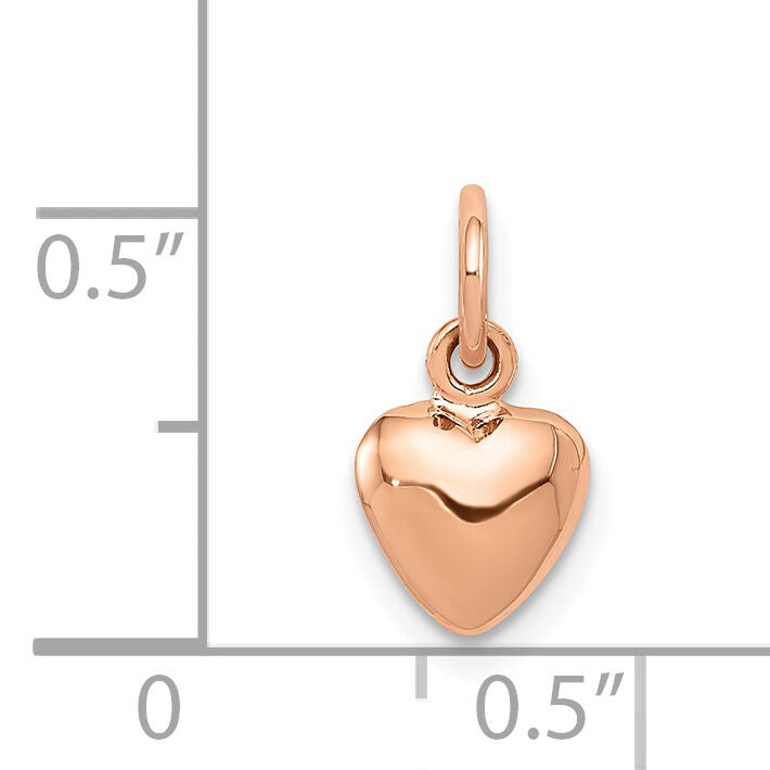 14K Rose Polished 3-D Puffed Heart Charm-K796