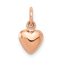 14K Rose Polished 3-D Puffed Heart Charm-K796