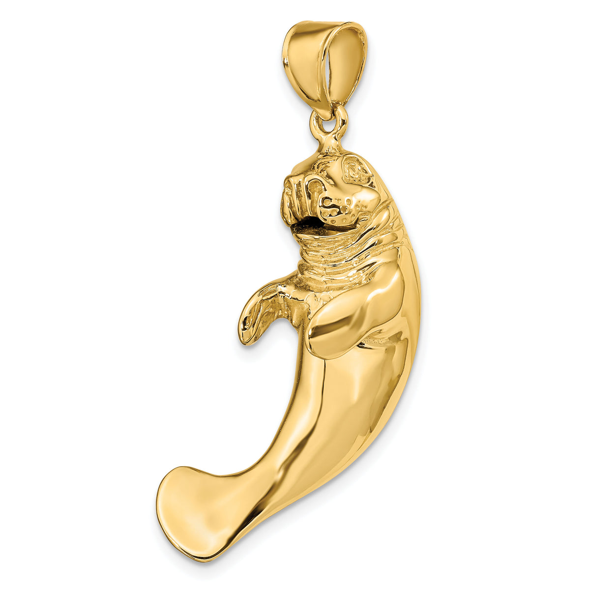 14K 3-D Polished Manatee Charm-K7963