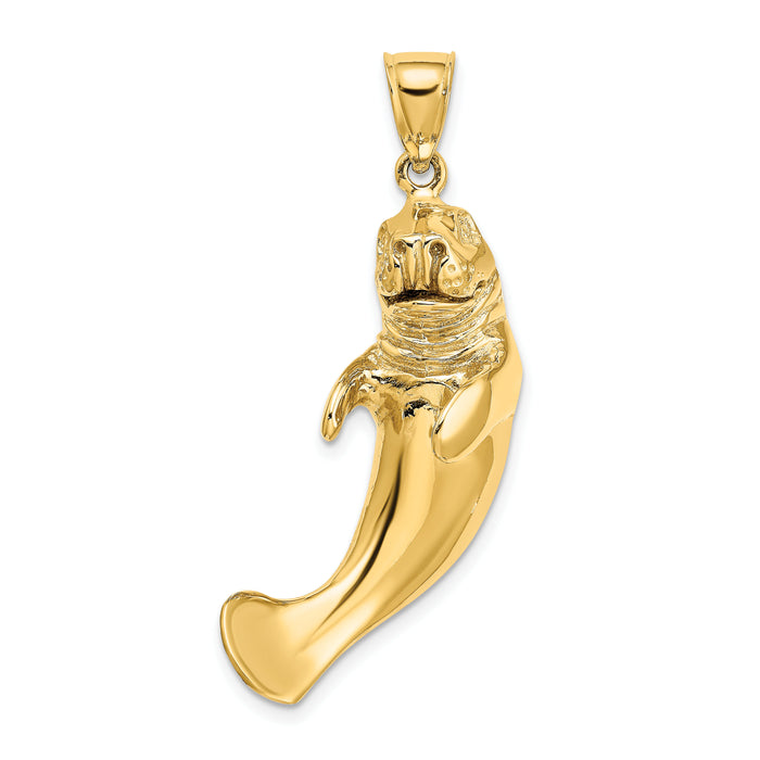 14K 3-D Polished Manatee Charm-K7963