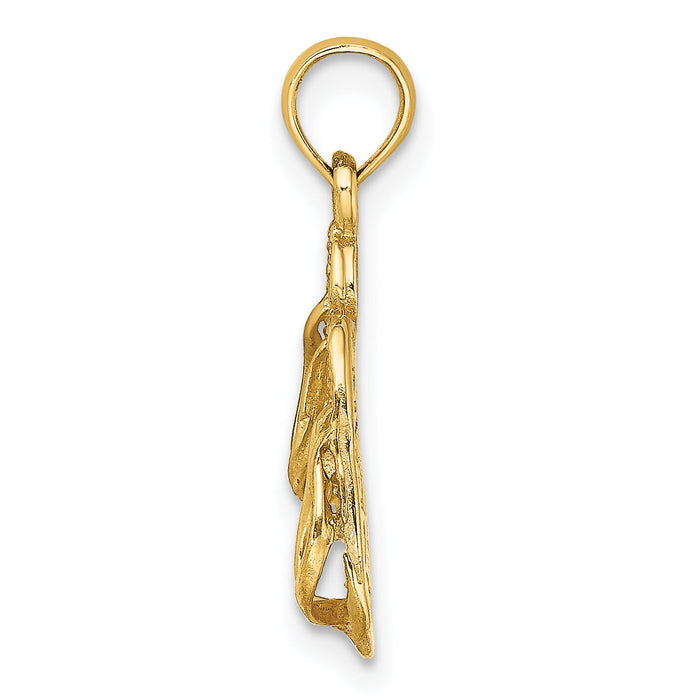 14K  3D OCEAN CITY Double Flip-flop Charm-K7970