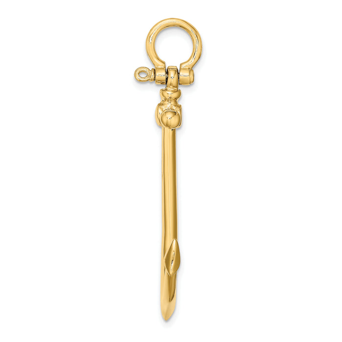 14K 3-D Large Anchor Charm-K7971