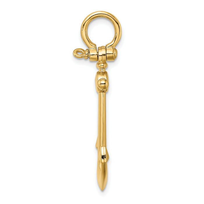 14K 3-D Small Anchor w/ Shackle Bail Charm-K7972