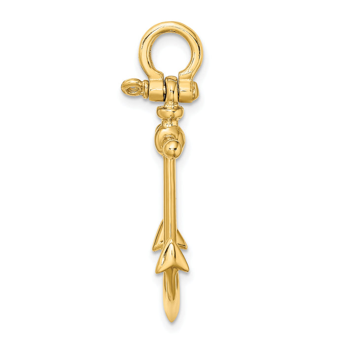 14K 3-D Anchor w/ Shackle Bail Charm-K7974