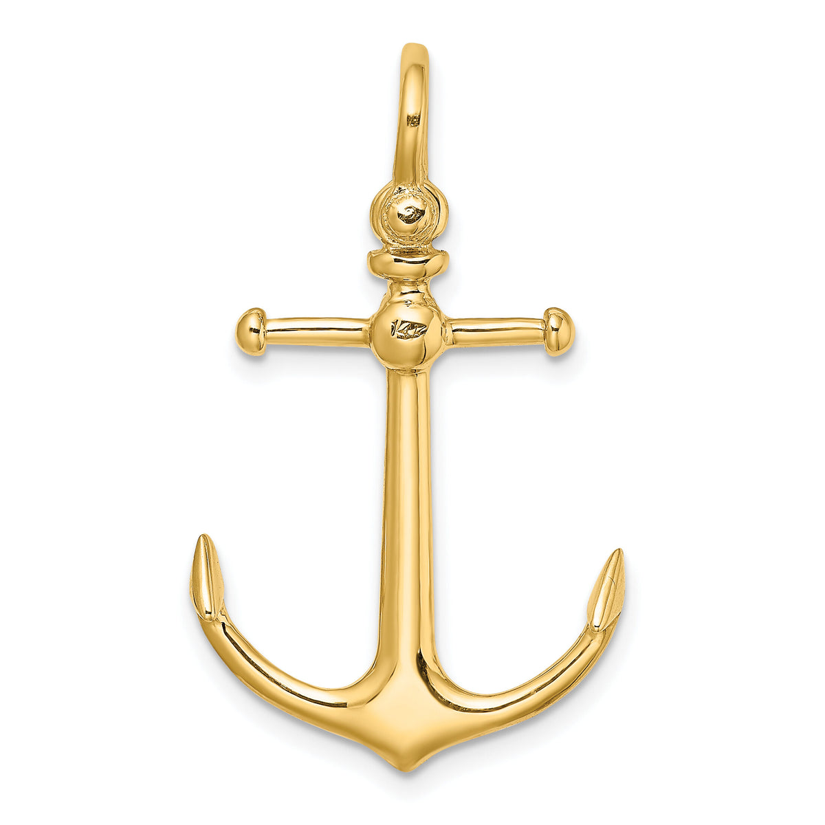 14K 3-D Anchor w/ Shackle Bail Charm-K7974