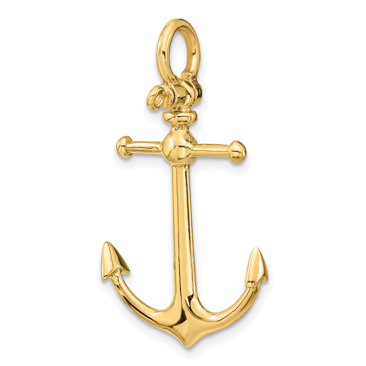 14K 3-D Anchor w/ Shackle Bail Charm-K7974