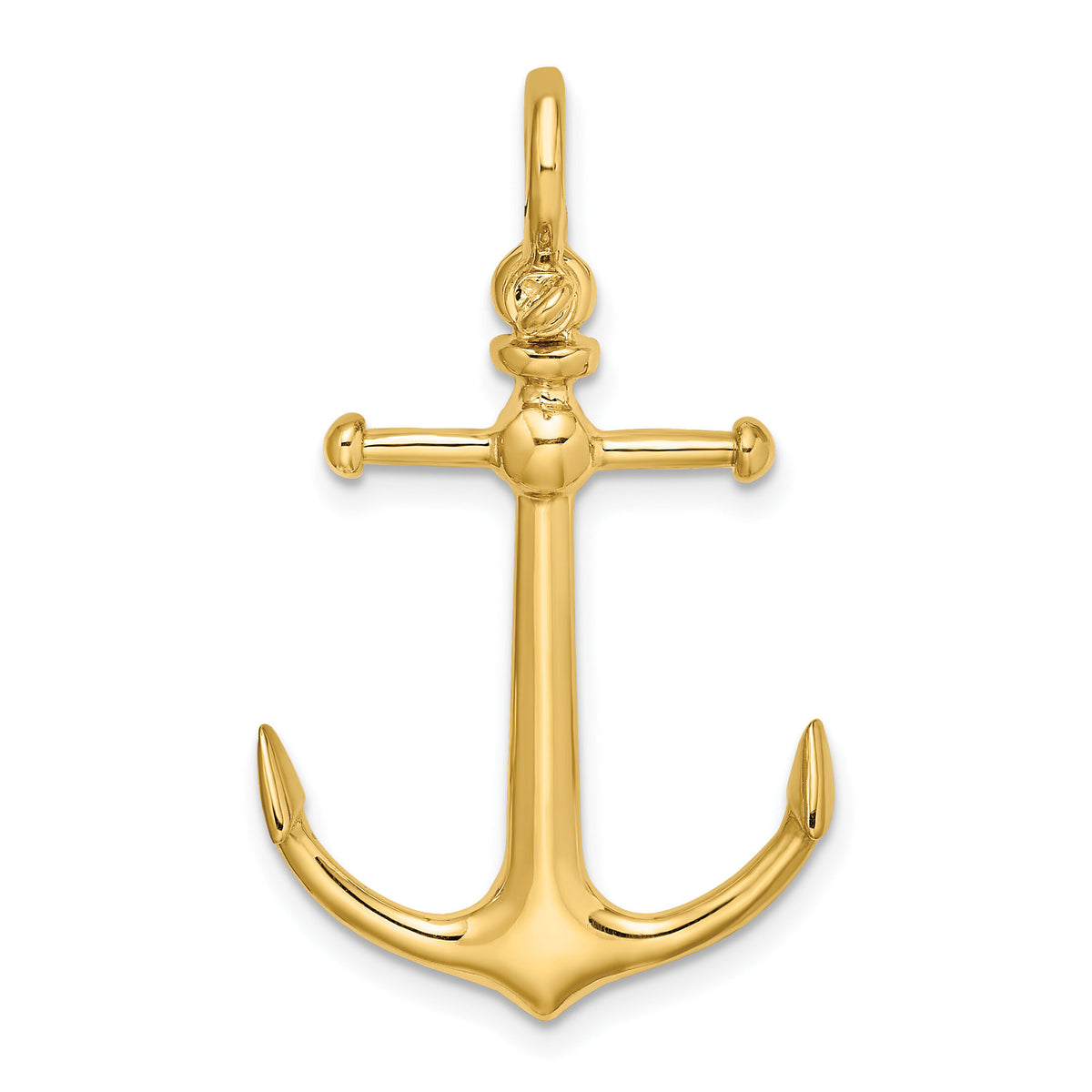 14K 3-D Anchor w/ Shackle Bail Charm-K7974