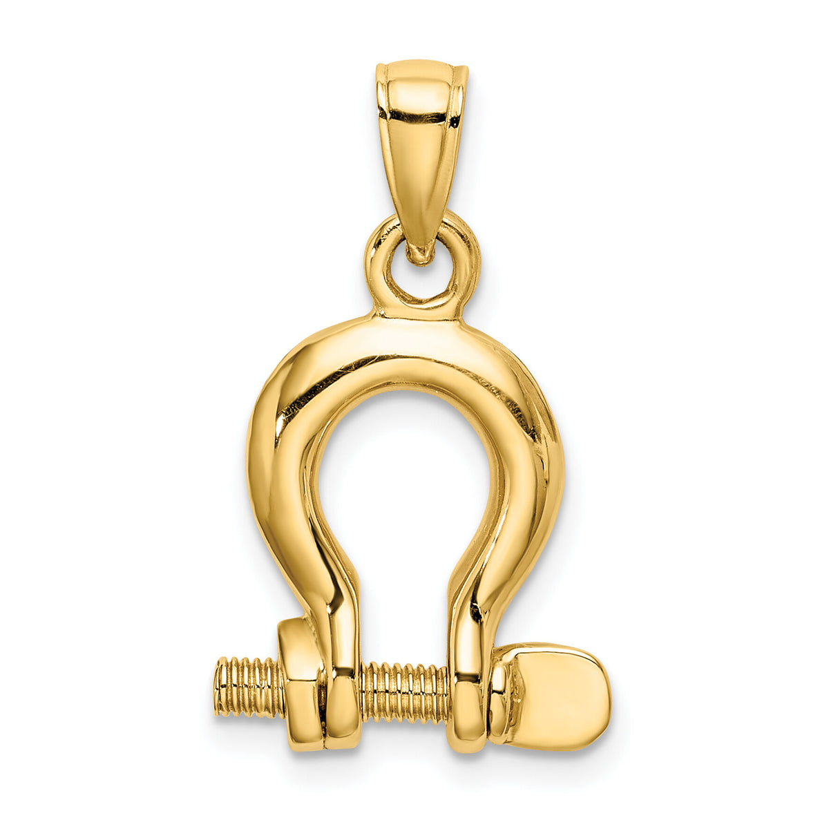 14K 3-D Medium Shackle Link Screw Charm-K7976
