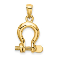 14K 3-D Medium Shackle Link Screw Charm-K7976