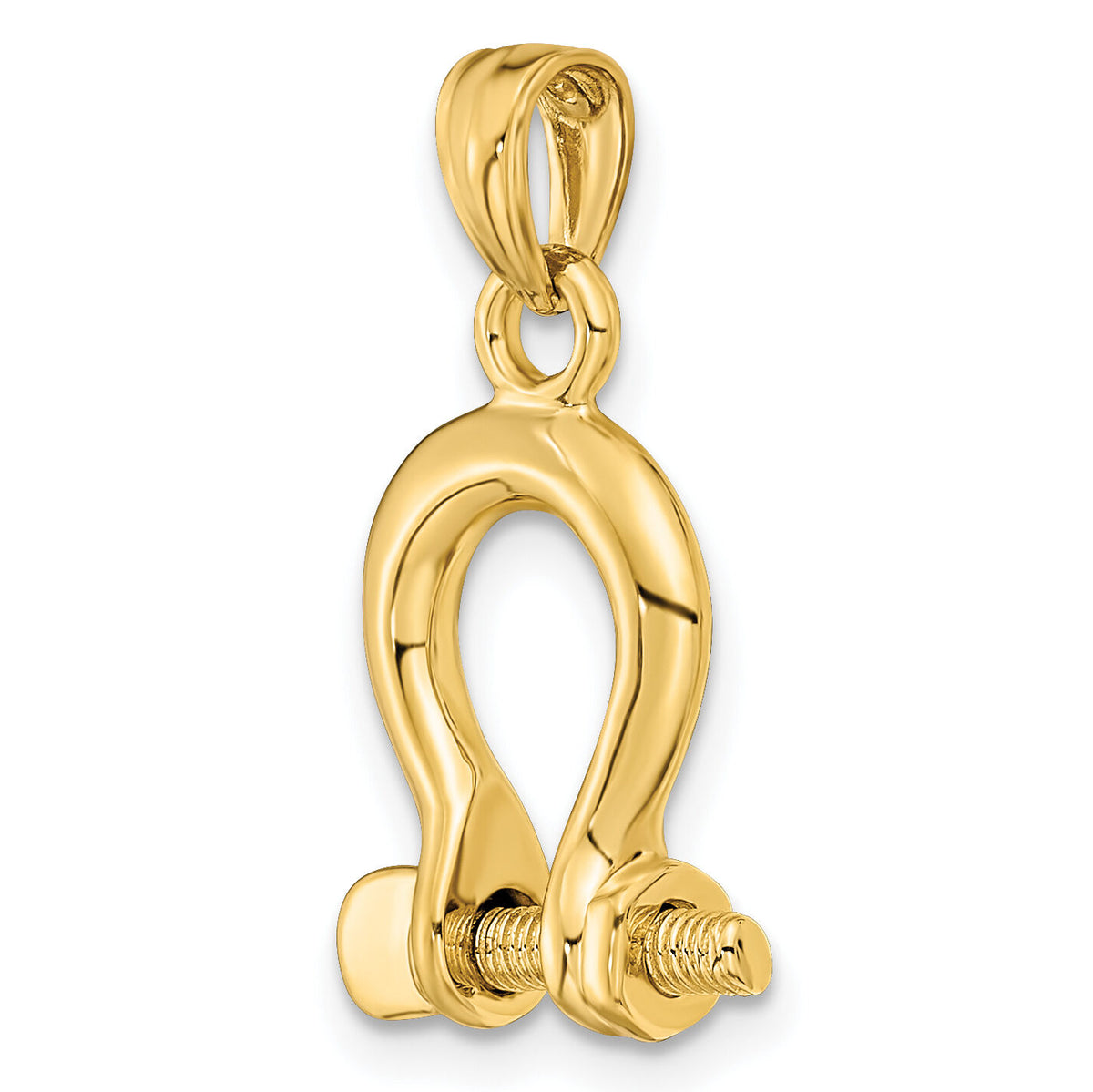 14K 3-D Medium Shackle Link Screw Charm-K7976