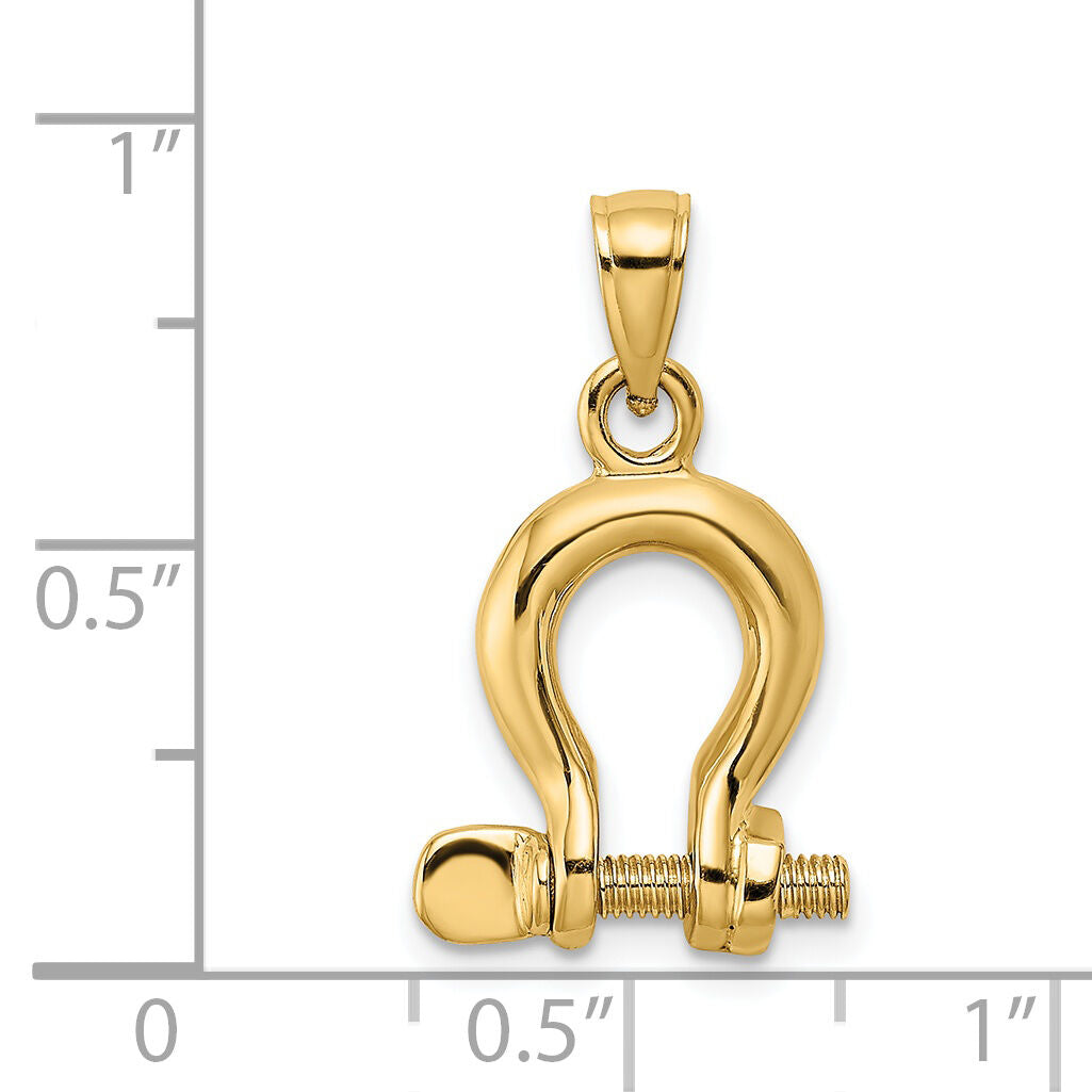 14K 3-D Medium Shackle Link Screw Charm-K7976