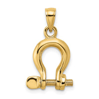 14K 3-D Medium Shackle Link Screw Charm-K7976