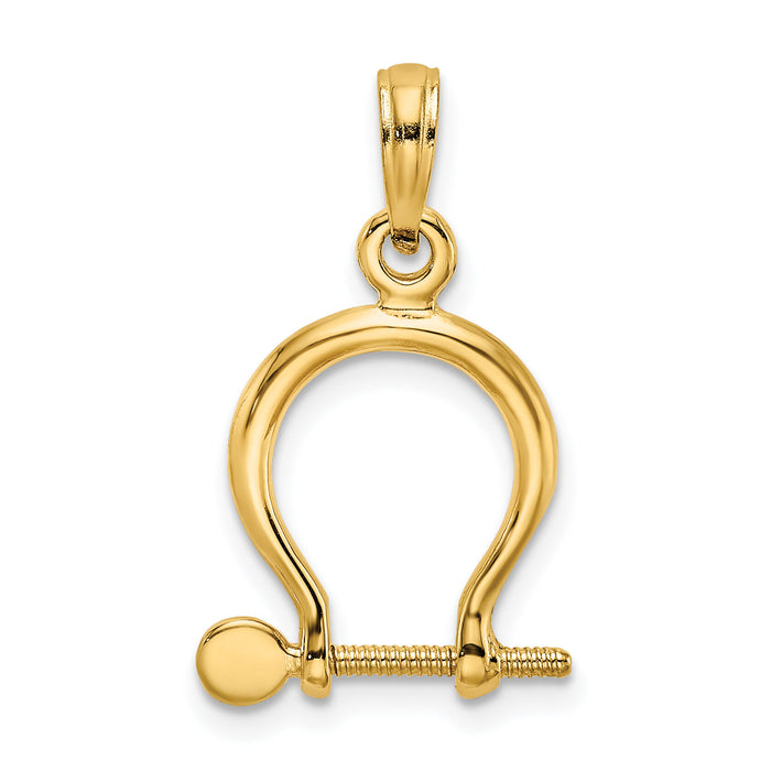 14K 3-D Small Shackle Link Screw Charm-K7977