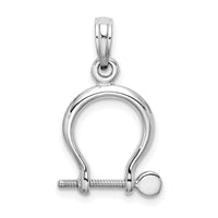 14K White Gold 3-D Small Shackle Link Screw Charm-K7977W