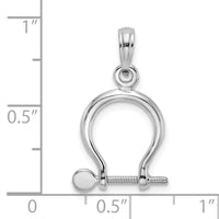 14K White Gold 3-D Small Shackle Link Screw Charm-K7977W