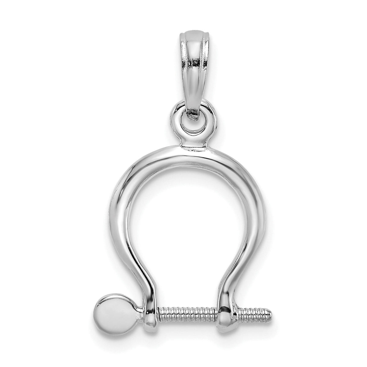 14K White Gold 3-D Small Shackle Link Screw Charm-K7977W