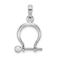 14K White Gold 3-D Small Shackle Link Screw Charm-K7977W